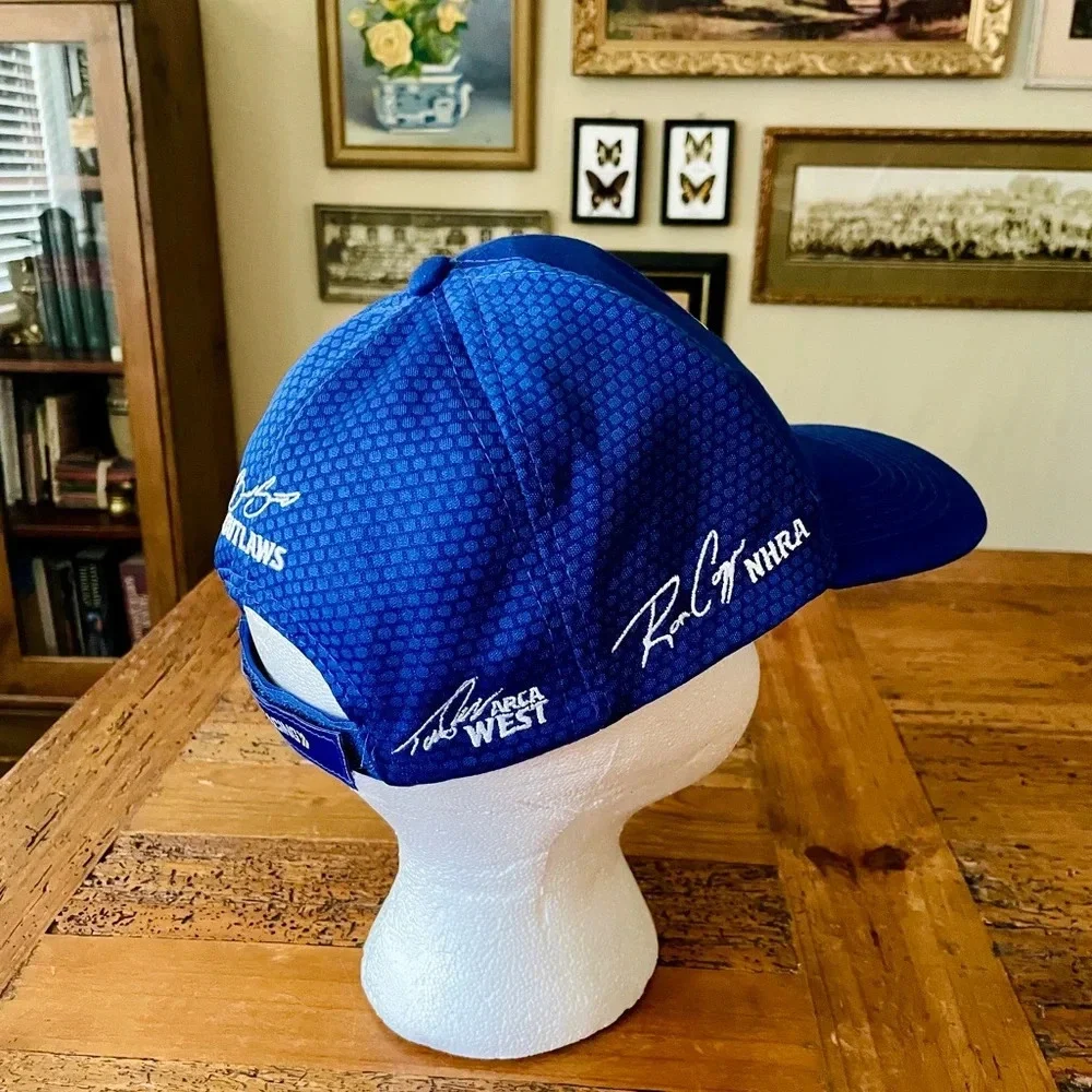 NWOT Napa Racing strap-back adjustable signature cap hat OS blue yellow white